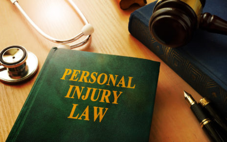 Personal injury law book on a table.